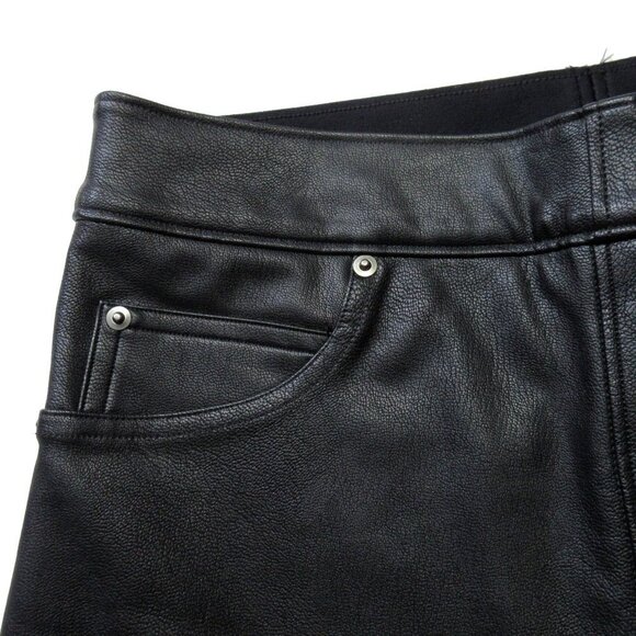 NWT Spanx Leather Like Ankle Skinny in Luxe Black Faux Vegan Pull-on Pant S Tall - Picture 3 of 8